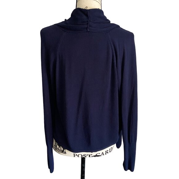 Chico's Women's Navy Sweater Size 1 Medium US xx8 Open Front Drape Lightweight - Picture 3 of 9